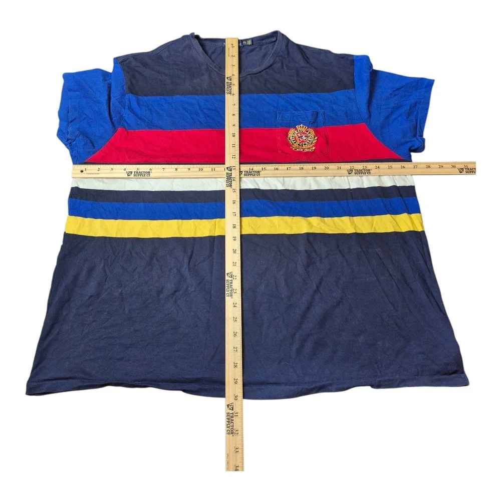 Polo Ralph Lauren Mens XXL Stripe Crest Tee Classic‎ Fit Multicolor Nautical